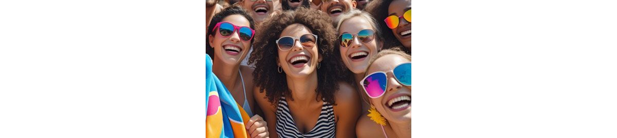 Canadians enjoying leisure and socializing in with promotional summer swag in Vancouver, Canada.