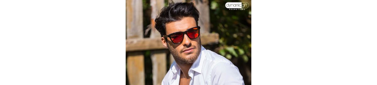 Custom logo sunglasses worn outdoors after a festival as top promotional items in Canada.