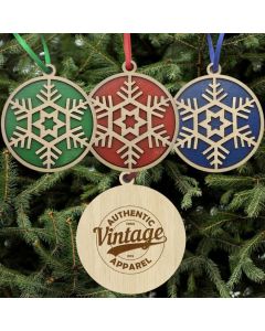 Layered Wood Ornament with Snowflake Design