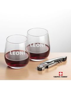 Wine Opener & Crestview Stemless Wine Glass Set