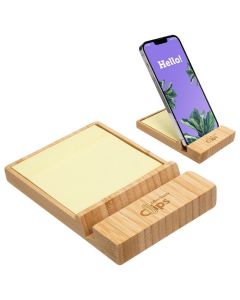 Bamboo Sticky Note Dispenser & Phone Holder