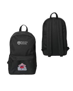 black laptop backsack with full colour logo