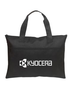 black non woven business bag with white logo