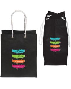 black non woven mini gift bag with full colour logo
