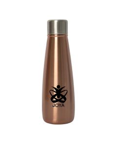 500mL copper bottle with silver lid and a black logo