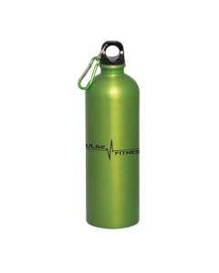 750mL lime green matte finish bottle with black lid lime green and silver carabnier and a black logo