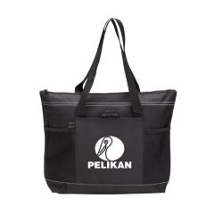 An Aloha custom logo tote. The bag is black and made from polyester with a white print on the front.