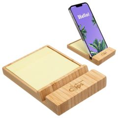 Bamboo Sticky Note Dispenser & Phone Holder