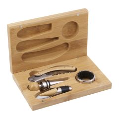 4 Piece Bamboo Wine Gift Set