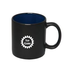 450mL black and royal blue C handle mug with white logo