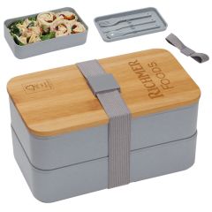 Double Decker Bamboo Lid Lunch Box
