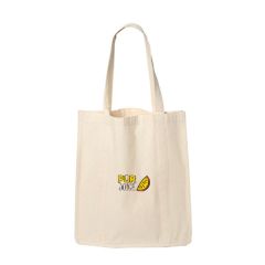 A natural colour custom logo cotton tote bag. There is a full colour logo on the front side.