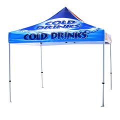 A blue 600D polyester 10x10ft custom canopy event tent.