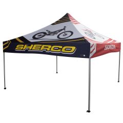 A promotional 10x10ft canopy 600D polyester event tent for trade shows.