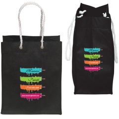 black non woven mini gift bag with full colour logo