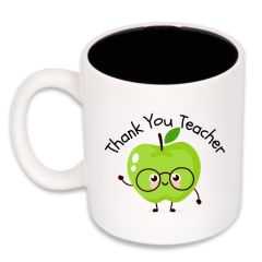 15oz white and black C handle mug with full colour logo