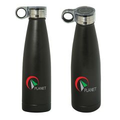 two images of 750mL black bottles one angled and one upright and both with full colour logo