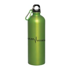 750mL lime green matte finish bottle with black lid lime green and silver carabnier and a black logo