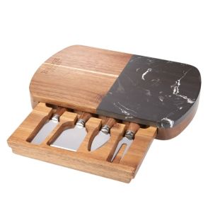 Black Marble Cheese Board Set