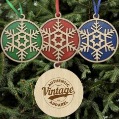 Layered Wood Ornament with Snowflake Design
