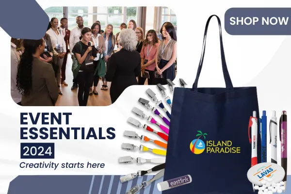 Trade Show & Event Products 2024 - Browse essential items for your booth and staff, as well as our most popular giveaway products!