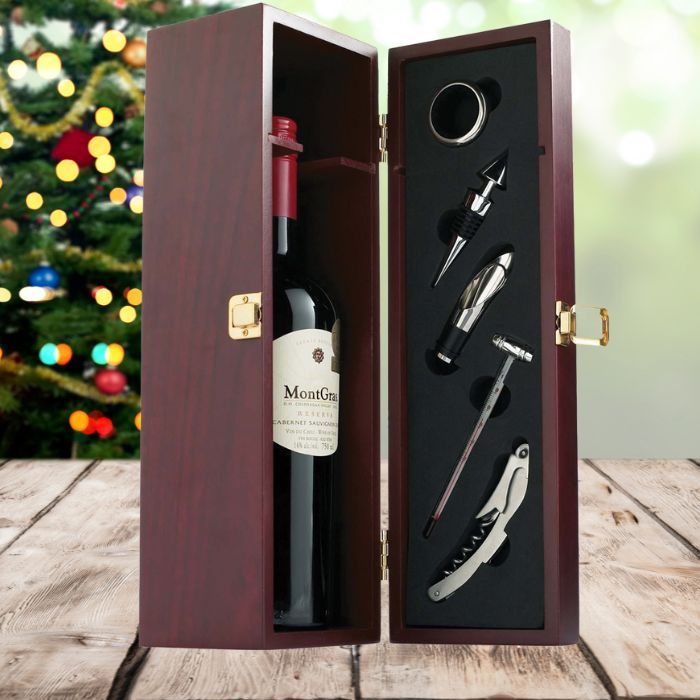 Chateau Wine Box on a holiday background