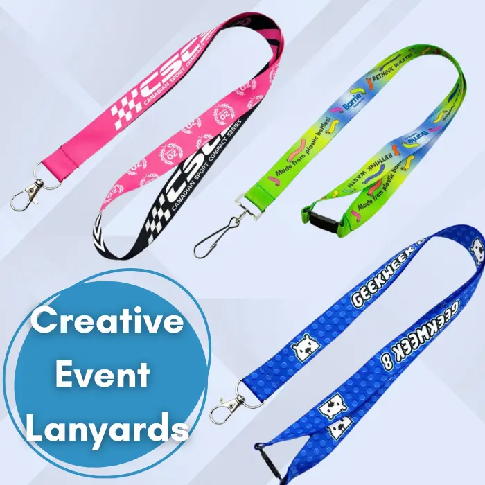 Dye Sublimated Lanyards with Custom Branding in Ontario Full colour lanyards with custom branding for events in Canada.