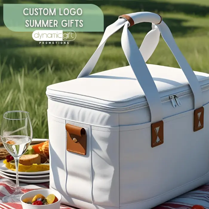 Custom Logo Picnic Cooler A promotional picnic cooler at the park in Ontario.