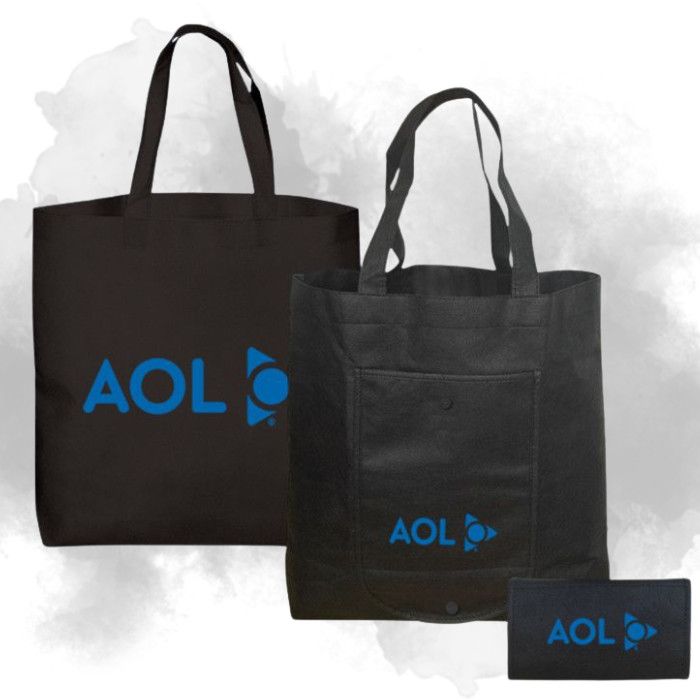 black Folding Non Woven Tote with background pattern