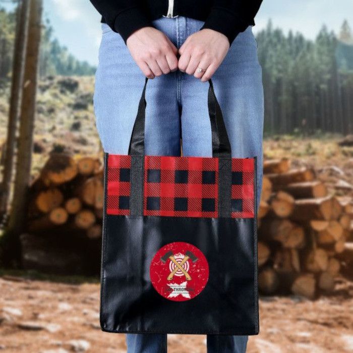 lifestyle photo of Lumberjack Plaid Laminated Tote