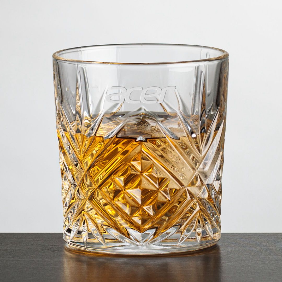 Milford On the Rocks Whiskey Glass on a dining table