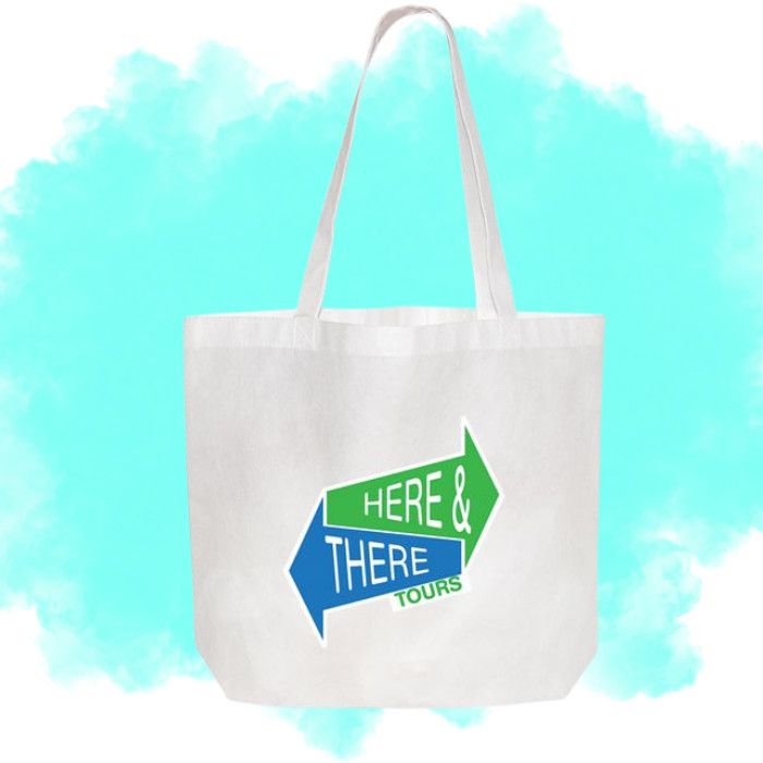 white Non Woven Tote Bag with background pattern