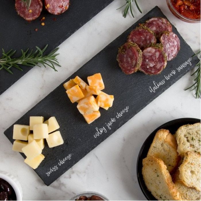 Slate Serving Board & Soapstone on a kitchen table