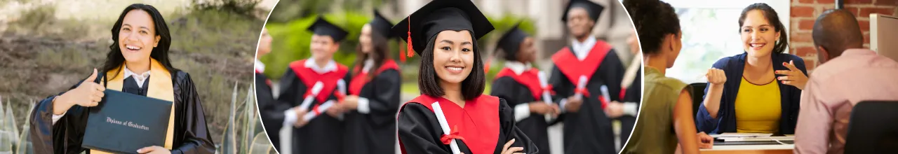 Canadian graduates and office employees celebrate achievements and organization with promotional certificate and document holders.