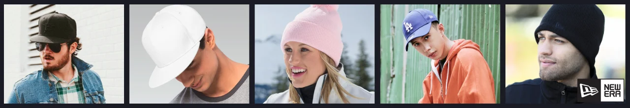 New Era custom caps and branded toques being worn during all seasons by men and women in different cities across Canada.