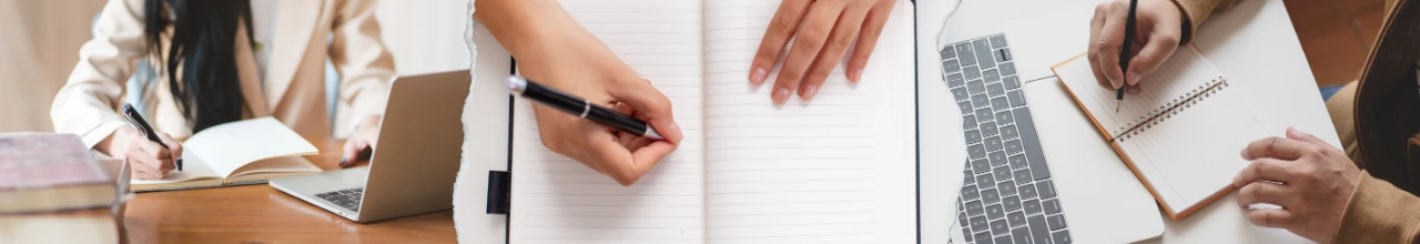 Promotional writing tools, including pens, notebooks and journals, are in use in offices and schools across Canada to take notes.