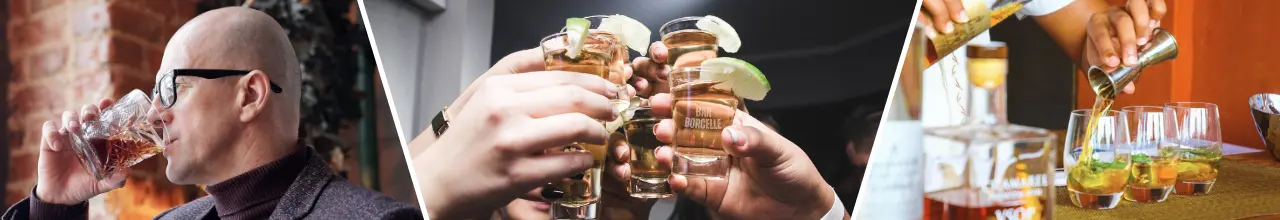 Custom engraved whiskey glasses and printed shot glasses are being used to celebrate a promotion in Manitoba at the end of a work day.