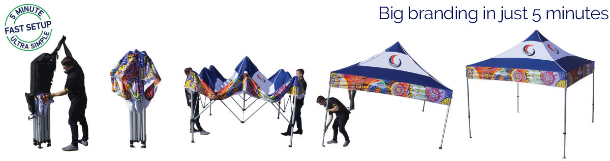 how to setup our custom printed pop up tents in just 5 minutes