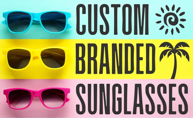 Promotional sunglasses on display to showcase custom summer swag ideas in Canada.